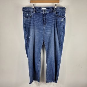 Lane Bryant Mid Rise Straight Ankle Raw Hem Distressed Jeans